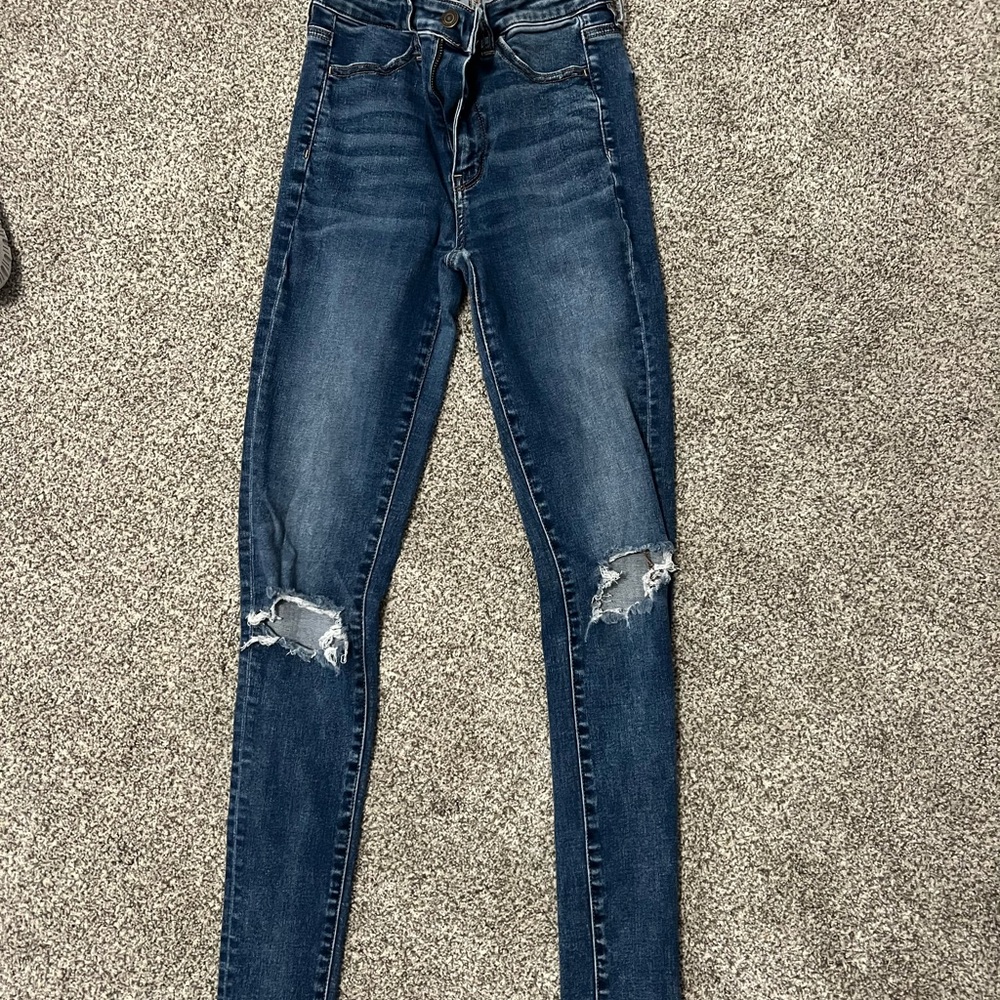Women's Blue Distressed Jeans